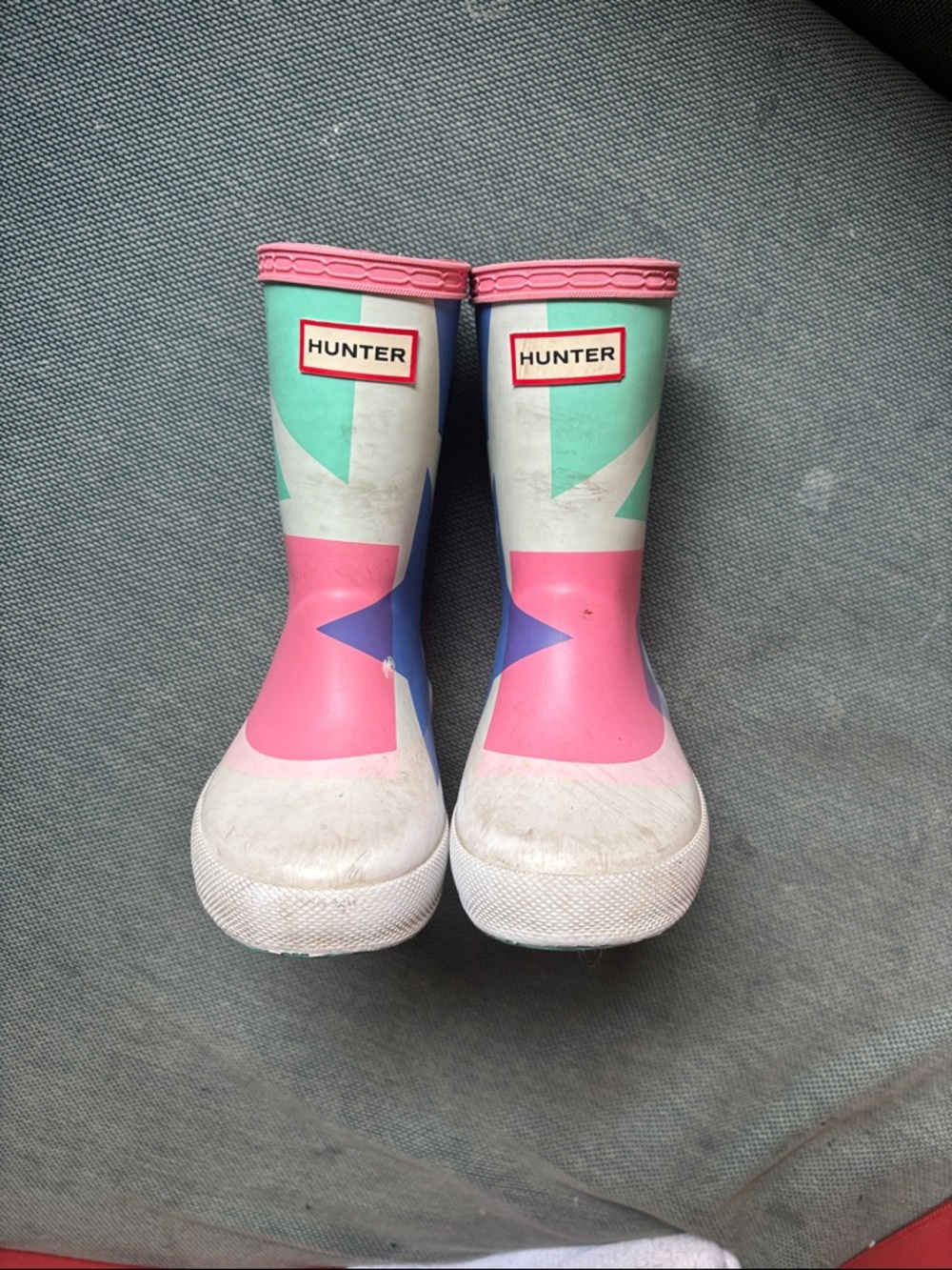 Hunter Kids Star Colorblock Rain Boots in Pink, Blue, Mint